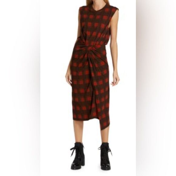 NWOT Derek Lam 10 Crosby Plaid Landry Plaid Muscle Tank Dress D1 - Picture 1 of 13